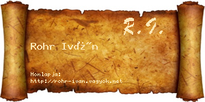 Rohr Iván névjegykártya
