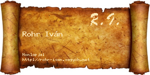 Rohr Iván névjegykártya